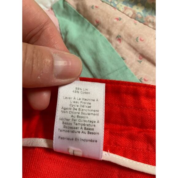 Talbots Skirt Womens 6 Red Knee Length Linen Blend Pockets Drawstring Casual - Picture 7 of 7